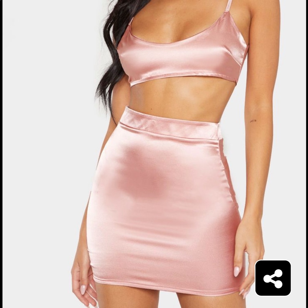 Two piece champagne silk set